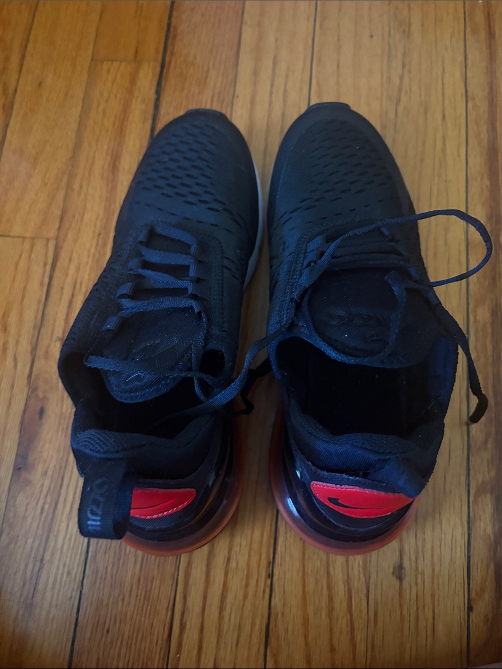 Big kid Black Athletic Sneakers with Red Accent
